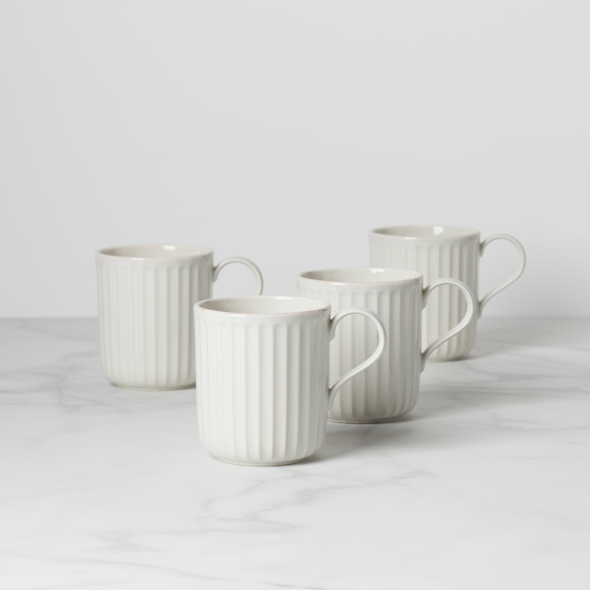 French Perle Scallop Mugs, Set of 4 | Lenox