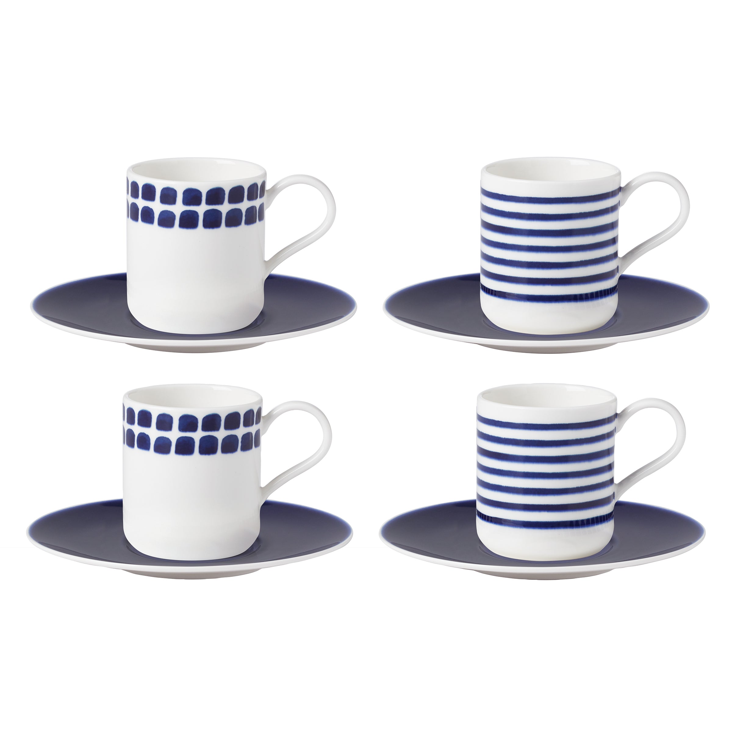 Underground London Espresso Porcelain Cups Set of 4 Trooping the Colour.  Trafalgar Square, St.james Park, Charing Cross. 