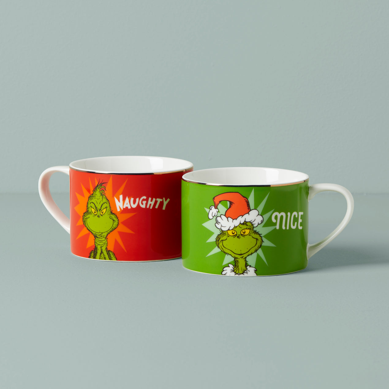 Naughty & Nice Personalized Christmas Coffee Mugs Set
