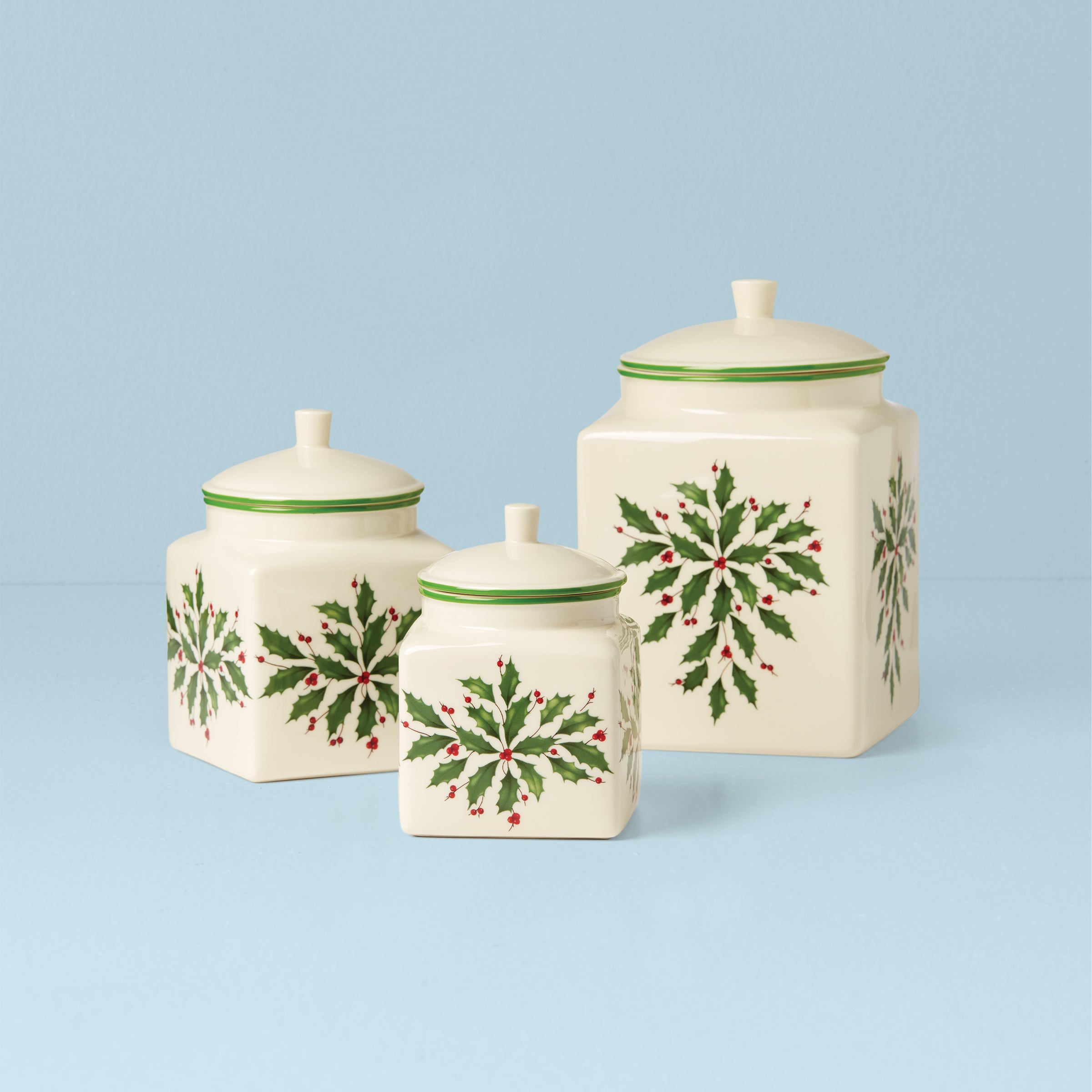 Lidded Ceramic Christmas Containers Set of 3