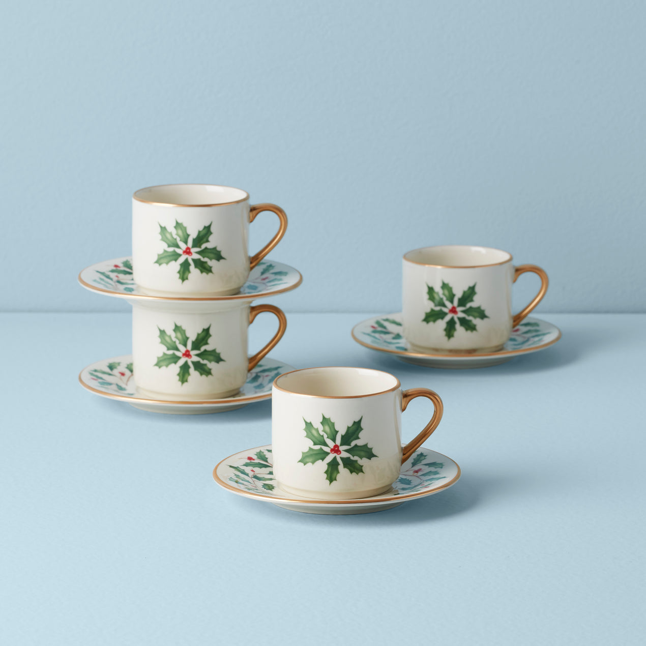 Ceramic Espresso Mugs Set of Four, 4 Stoneware Espresso Cups Set