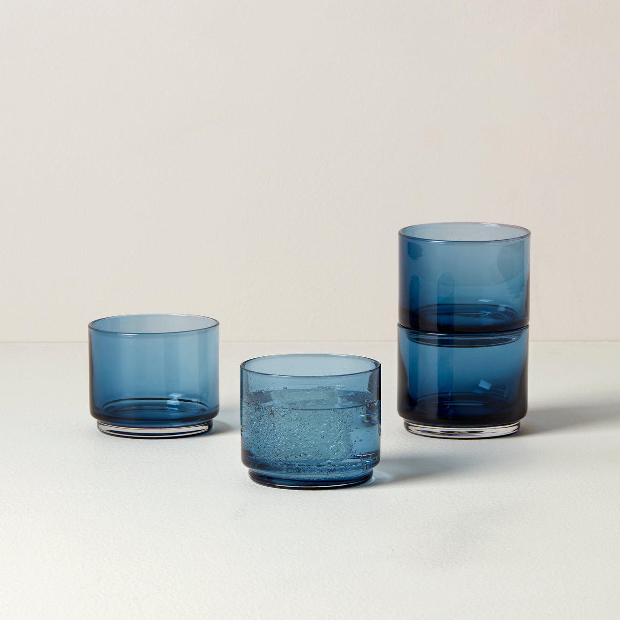 Vintage Stackable Smoke Glass Small Tumblers