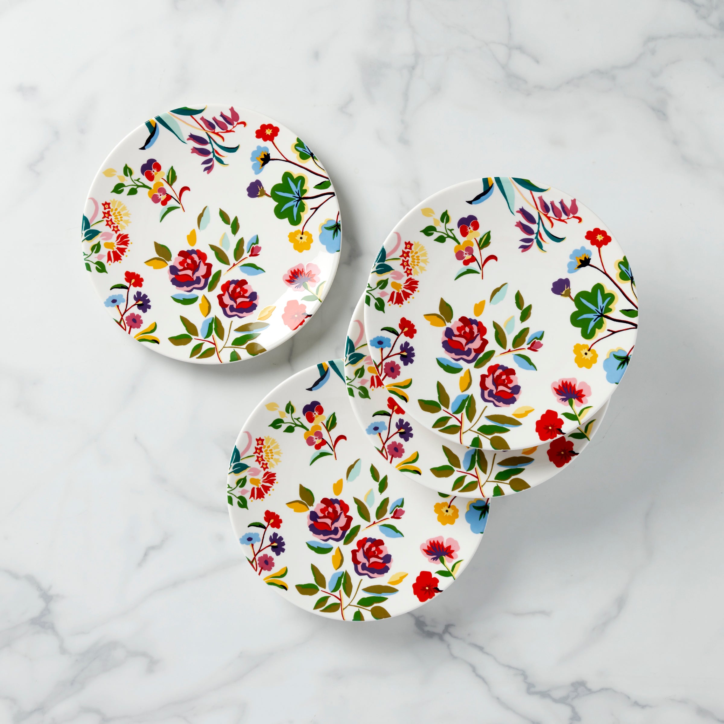 Garden Floral Accent Plates, Set of 4