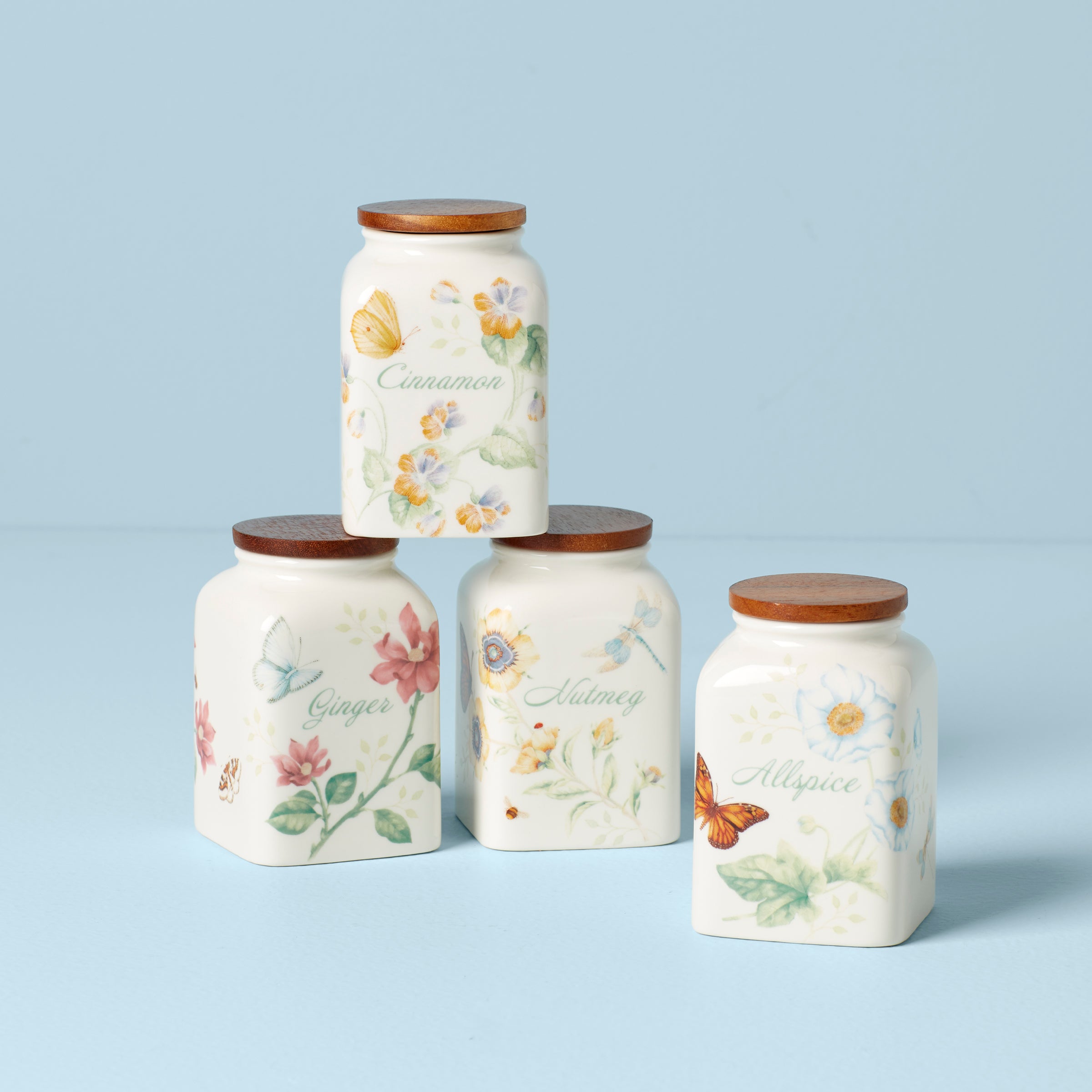 Butterfly Meadow Baking Spice Jars, Set Of 4