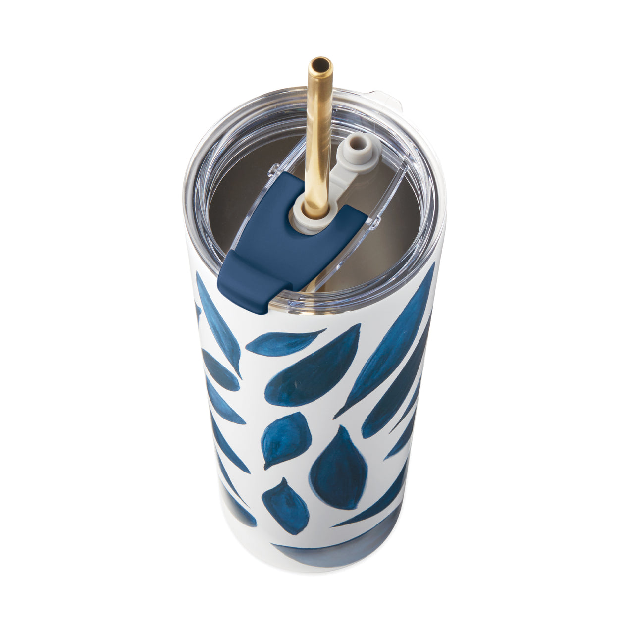 Lenox 895728 Blue Bay Dot Pattern Stainless Steel Tumbler with Straw